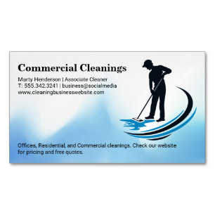 Janitor Mopping   Home Cleaning Magnetic Business Card