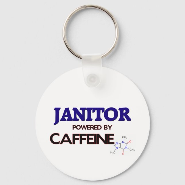 Janitor Powered by caffeine Keychain (Front)