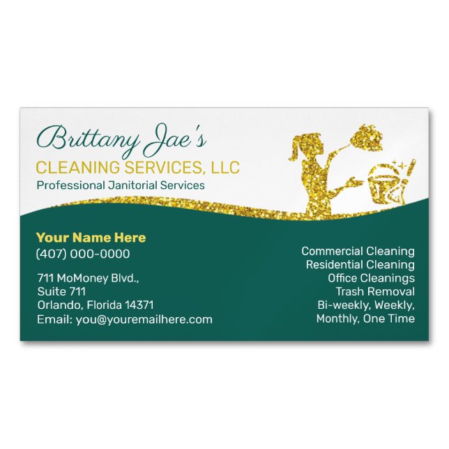 Janitorial Custodial Essential Worker Magnetic Business Card (Front)
