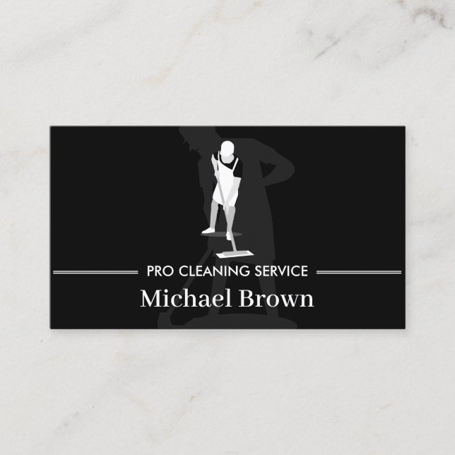 Janitorial Housekeeping Cleaning Service Pro Men Business Card (Front)