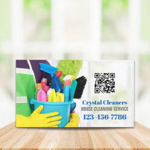 Janitorial Housekeeping Cleaning Services QR Code Business Card