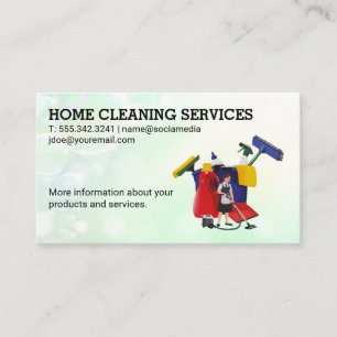 Janitorial Supplies   House Cleaning   Maid Business Card