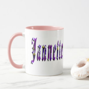 Jannette, Name, Logo, Pink Combo Coffee Mug
