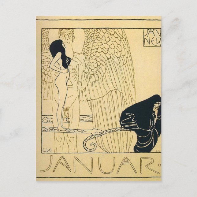 Januar by Gustav Klimt Postcard (Front)