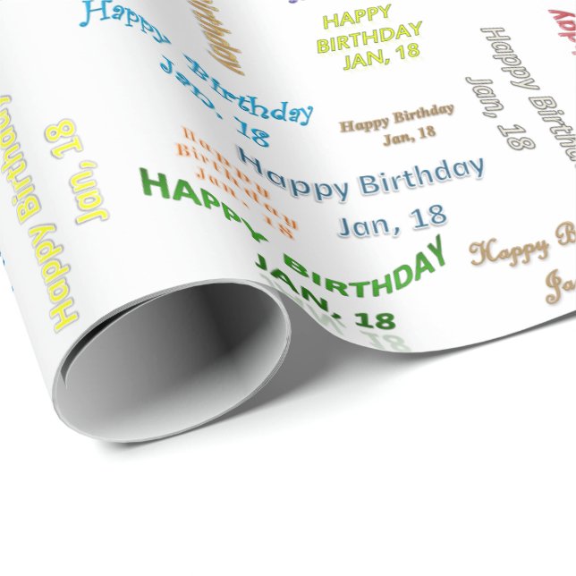 January, 18 Birthday Gift Wrapping Paper (Roll Corner)