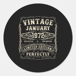 January 1972 54th Birthday For Men 54 Year Old Bda Classic Round Sticker