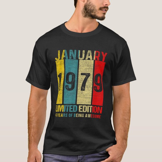January 1979 Limited Edition 43 Years Of Being Awe T-Shirt (Front)