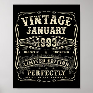 January 1993 33rd Birthday For Men 33 Year Old Bda Poster