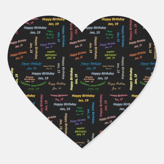 January, 19 Birthday Sticker (Front)