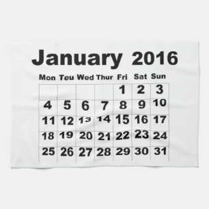 January 2016 Calendar Kitchen Towel