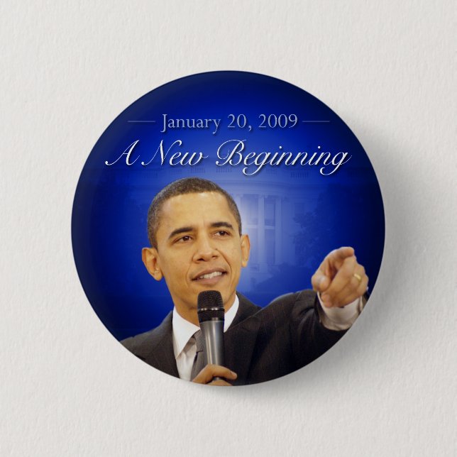 January 20: A New Beginning Obama Button (Front)