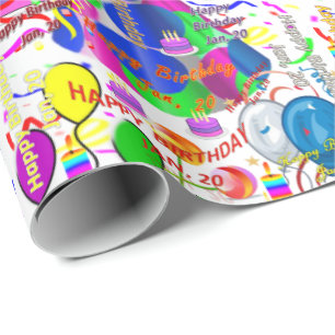 January, 20 Birthday Gift Wrapping Paper