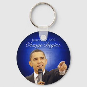 January 20: Change Begins (Obama Inauguration) Keychain