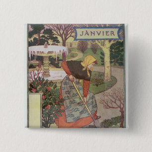 January 2 Inch Square Button