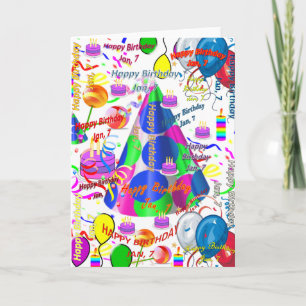 January, 7 Birthday Greeting Card Folded