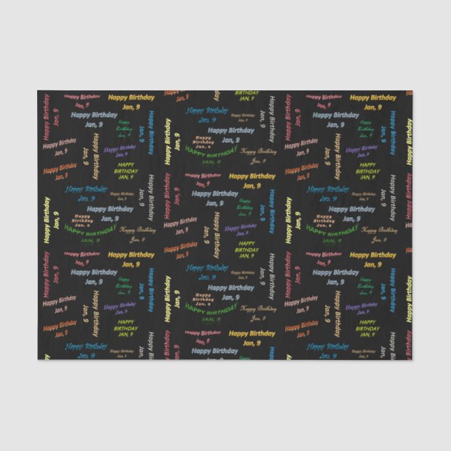 January, 9 Birthday Tissue Paper (Front)