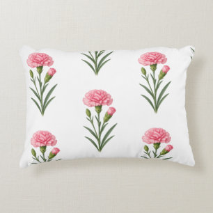 January Birth Flower, Carnation Botanical Accent Pillow