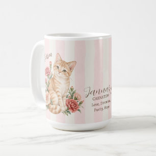 January Birth Flower Carnation Cat Bridesmaid Gift Coffee Mug