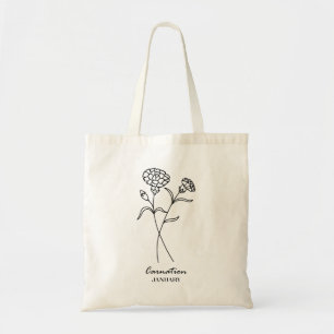 January Birth Flower Carnation Tote Bag