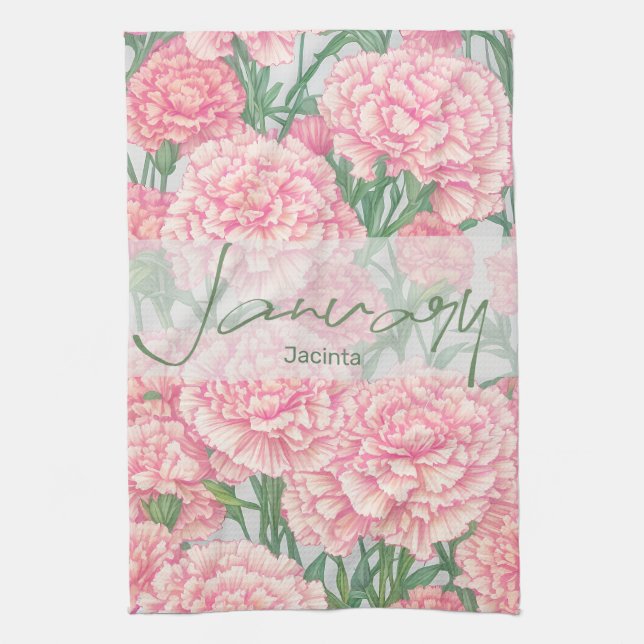 January Birth Flower Chrysanthemum  Kitchen Towel (Vertical)