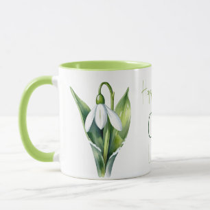 January birth flower gifts White snowdrop flower Mug