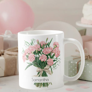 January Birth Flower Mug Pink Carnations