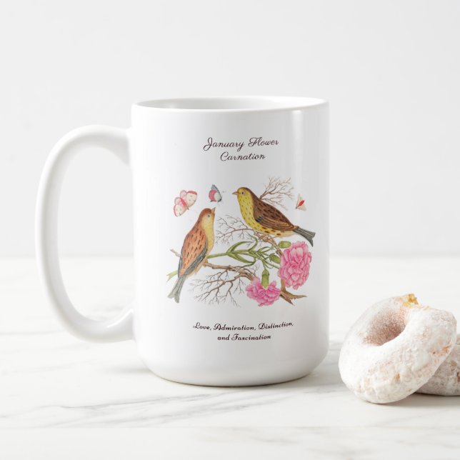 January Birth Month Flower  Birthday Gift      Coffee Mug (With Donut)