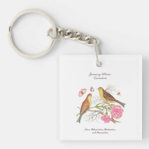 January Birth Month Flower Birthday Gift Keychain