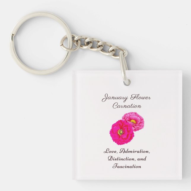 January Birth Month Flower Carnation Elegant Flora Keychain (Front)