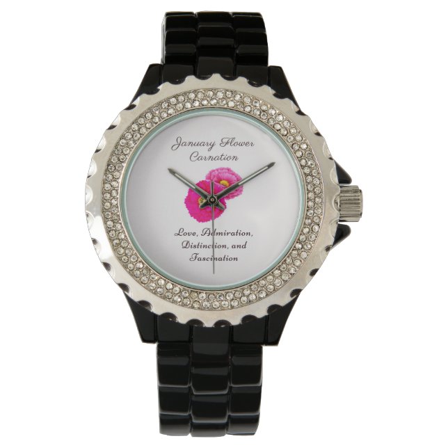 January Birth Month Flower Carnation Elegant Flora Watch (Front)