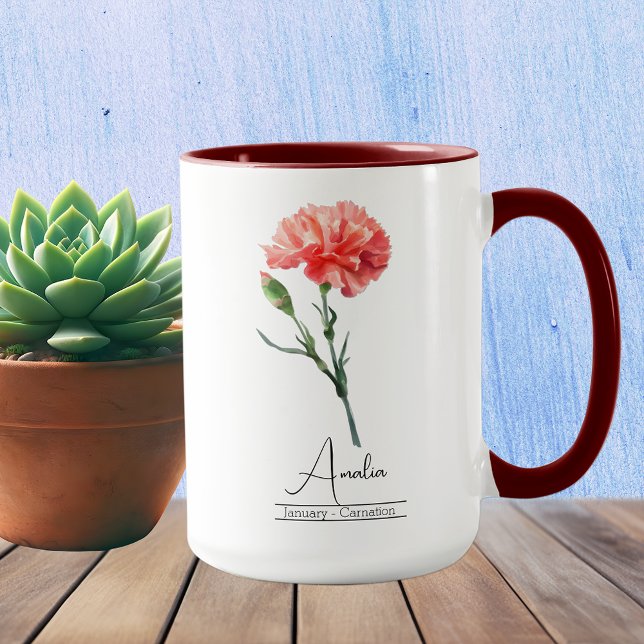 January Birth Month Flower Carnation Mug (Creator Uploaded)