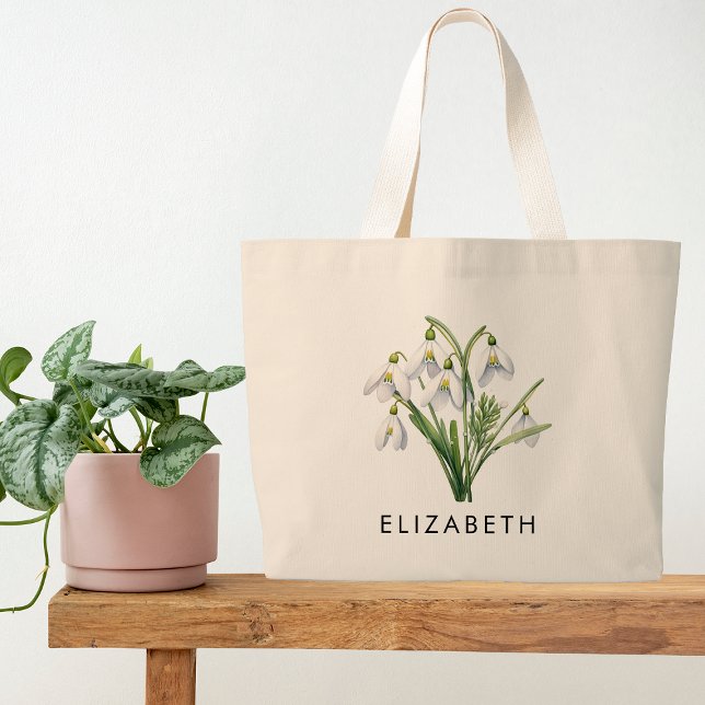 January Birth Month Flower Custom Gift for Her  Large Tote Bag (Creator Uploaded)