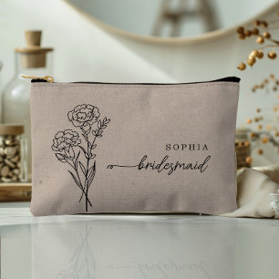 January Birth Month Flower Personalized Bridesmaid Accessory Pouch