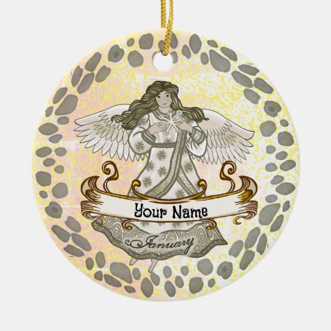 January Birthday Angel birthday custom ornaments (Front)