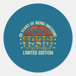 January Birthday Est 1936 Limited Edition Vintage Classic Round Sticker