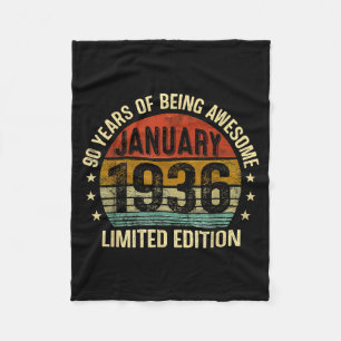 January Birthday Est 1936 Limited Edition Vintage Fleece Blanket