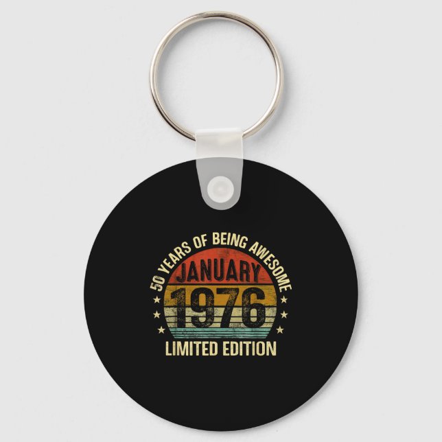 January Birthday Est 1976 Limited Edition Vintage  Keychain (Front)