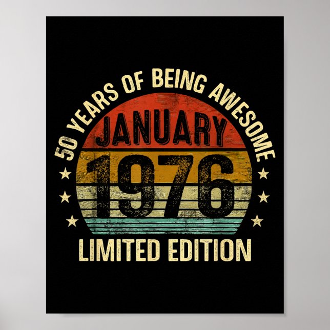 January Birthday Est 1976 Limited Edition Vintage  Poster (Front)