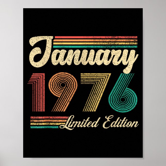 January Birthday Est 1976 Limited Edition Vintage  Poster (Front)