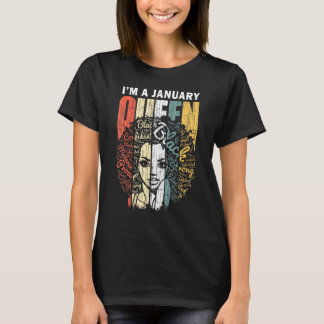 January Birthday For Women  Black African Queen T-Shirt