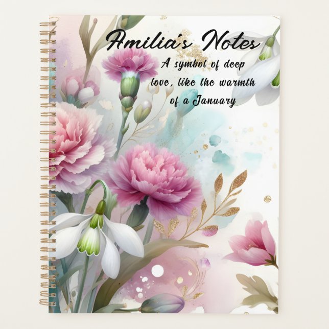 January birthday gifts January Birth flowers  Planner (Front)