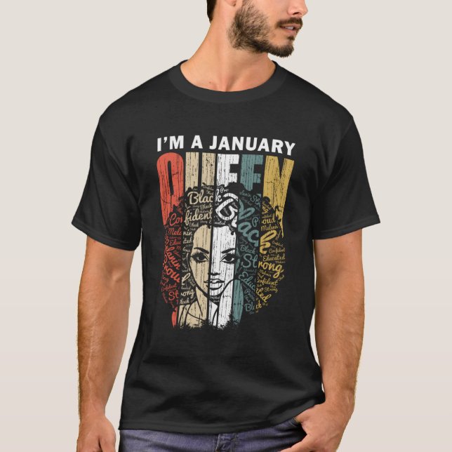January Birthday Shirts For Women Black African Qu (Front)