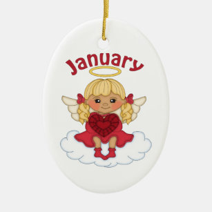 January Birthstone Angel Blonde Ceramic Ornament