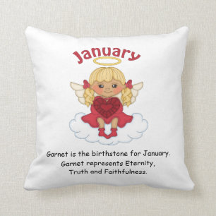 January Birthstone Angel Blonde Throw Pillow