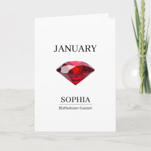 January Birthstone Birthday Name Garnet Card
