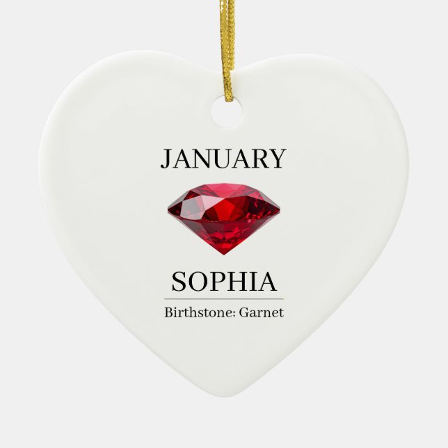 January Birthstone Birthday Name Garnet Ceramic Ornament (Front)
