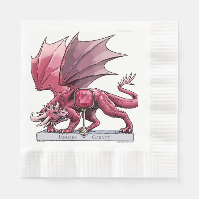 January Birthstone Dragon - Garnet Napkin (Front)