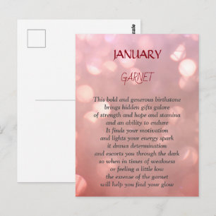 January Birthstone Garnet design Postcard