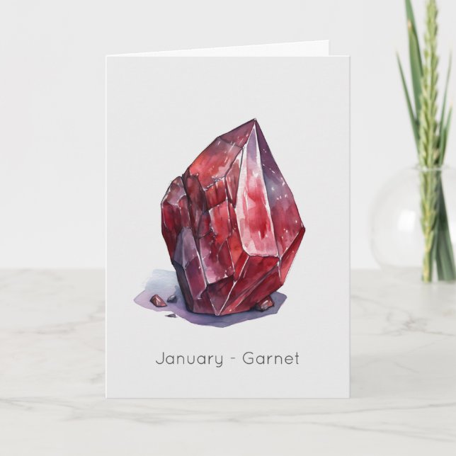 January Birthstone Garnet Happy Birthday Card (Front)