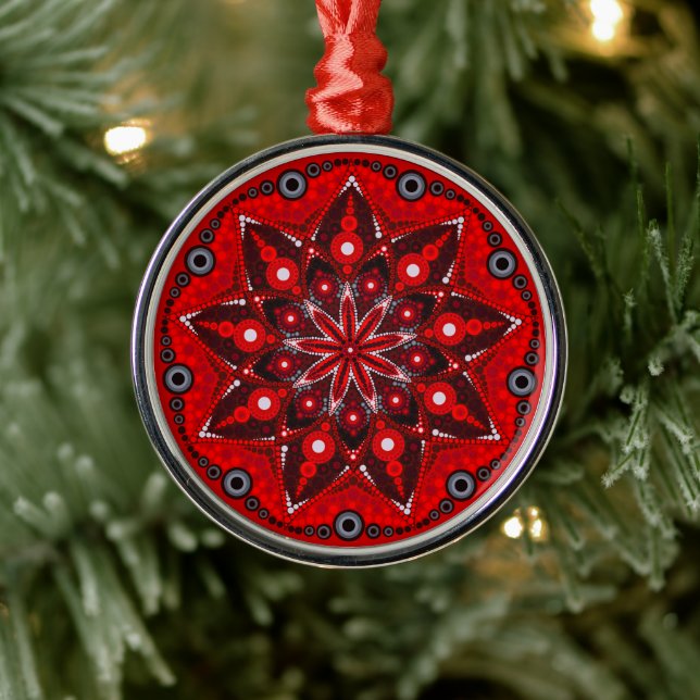 January Birthstone Garnet Mandala Ornament (Tree)